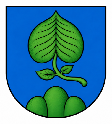 Wappen der Schweizer im Toggenburg: in Blau über grünem Dreiberg ein grünes Lindenblatt